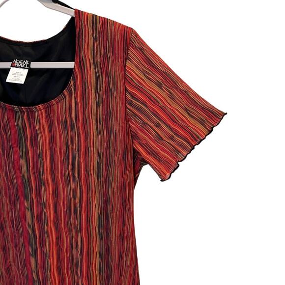 Helene Blake Vintage Striped Layered Midi Dress Red Black Textured Plus Size 16 - Picture 6 of 10